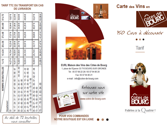 Tarif maison du vin Bourg